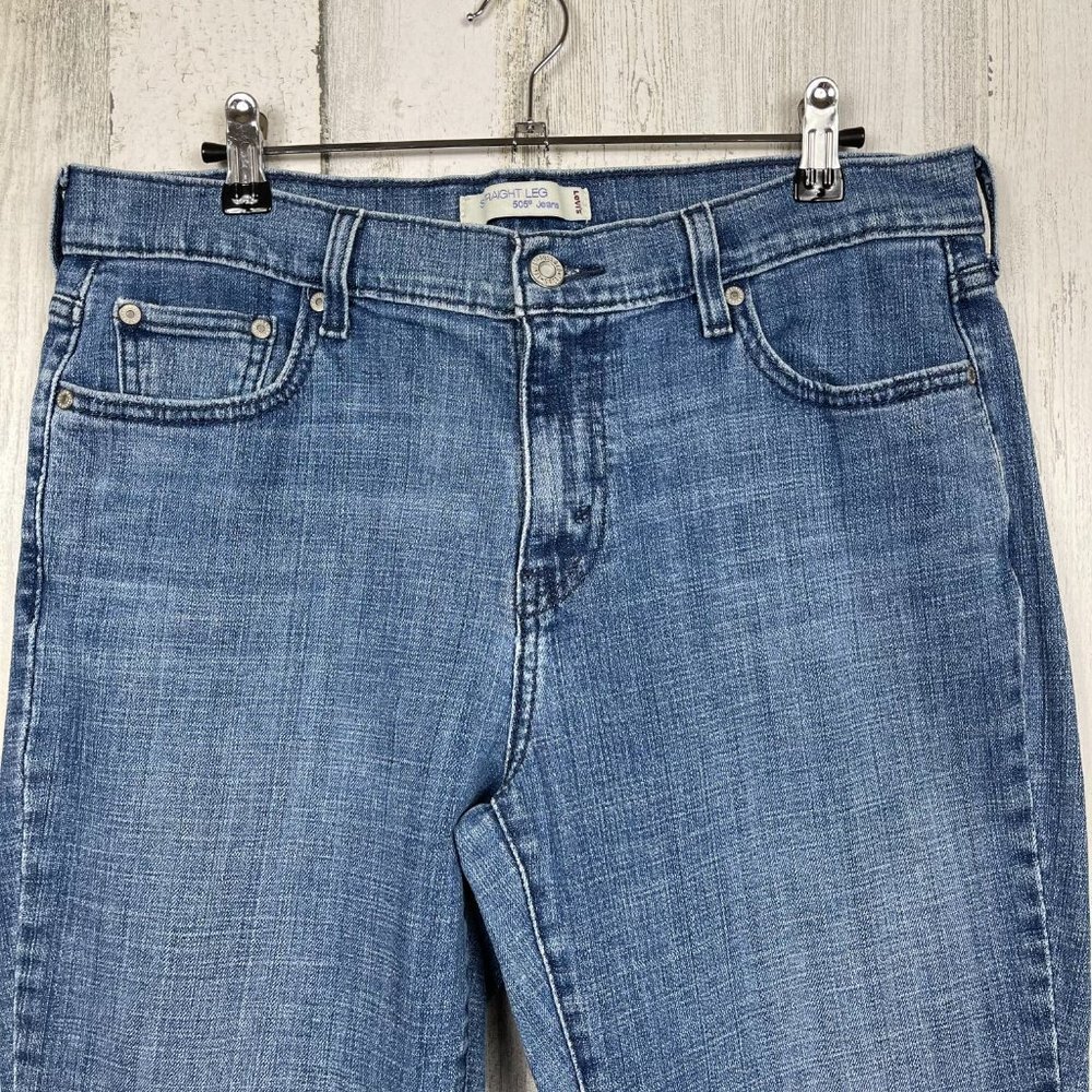 Levis 505 denim jeans straight leg hi‎ rise size 12 medium wash classic staple - Picture 2 of 9
